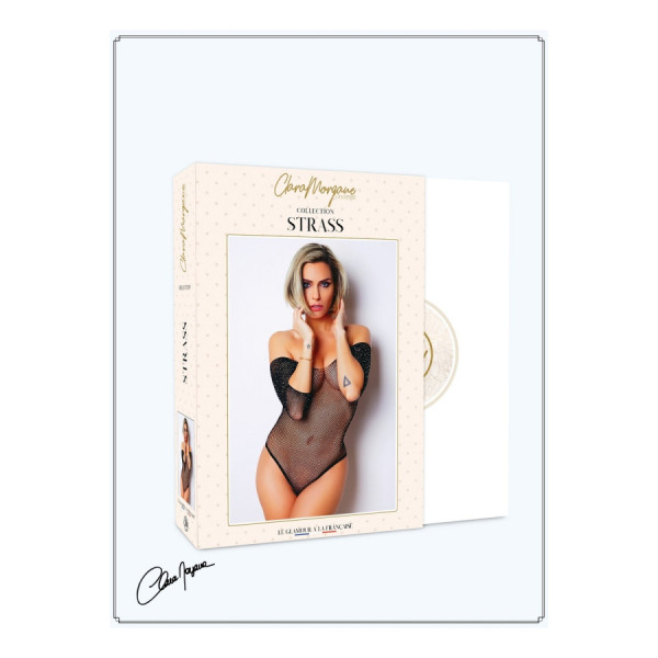 Body noir avec manches 3/4 - Le Numéro 2 - Collection Strass 